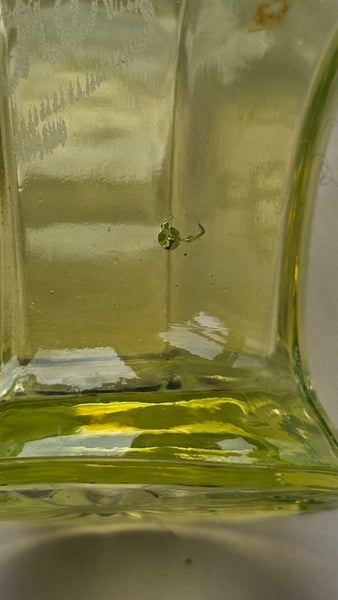 Vintage Vaseline/Uranium Glass Handled Vase Centennial Exhibition 1940 Carousel 11