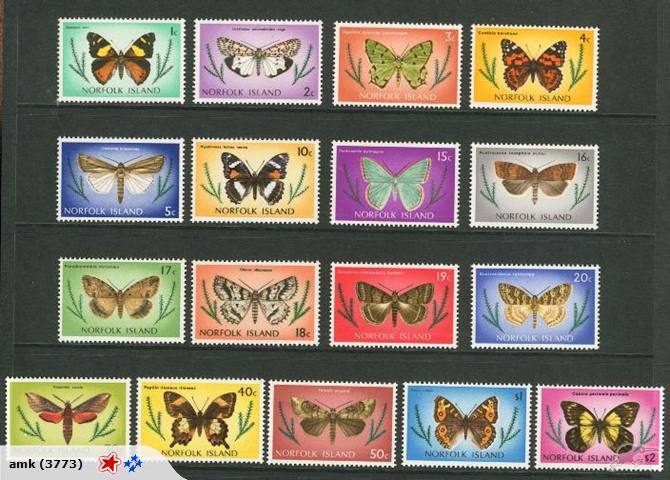 Norfolk - 1976 Insects / Butterflies Set (17) - UHM - 179/95 Carousel 1