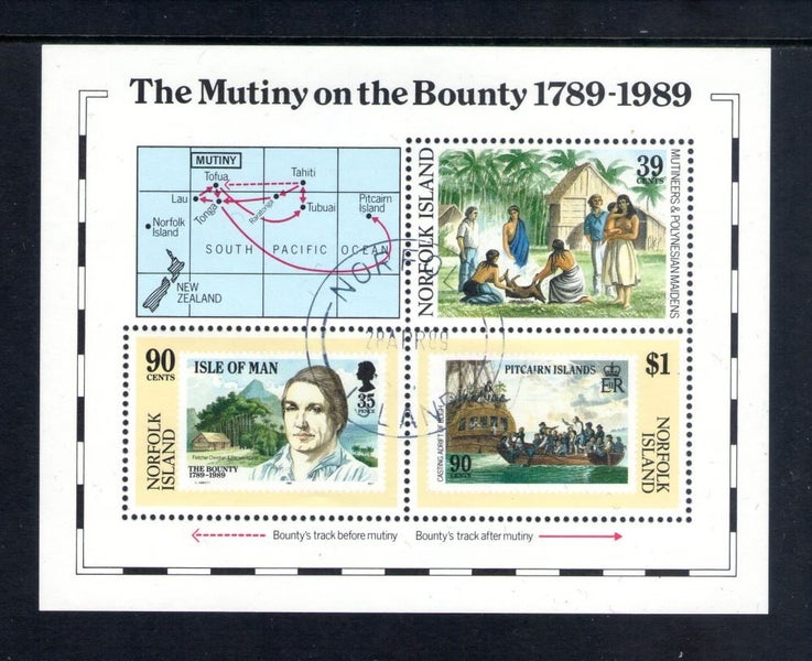 Norfolk - 1989 Bounty Mutiny Minisheet - VFU - MS464 Carousel 1