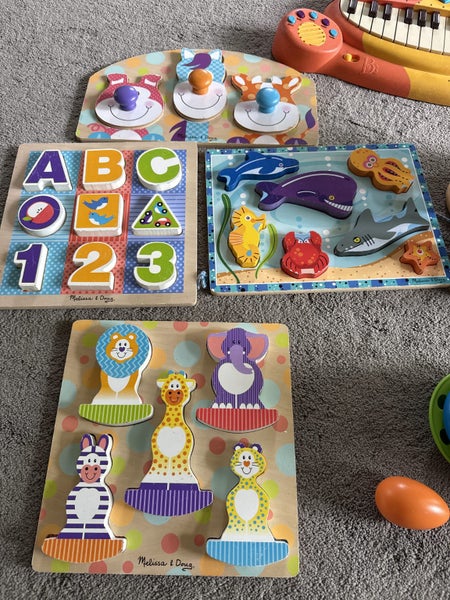 Melissa & Doug Wooden Puzzles, Train, Sorter, Piano Baby Toys Worth $400+ Carousel 2