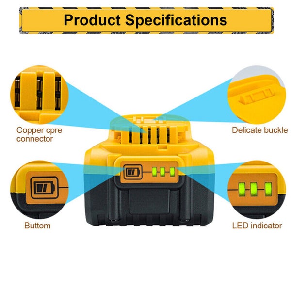 18V 6.0Ah For DeWalt DCB184-XE Li-Ion Slide Battery DCB182 DCB180 DCB206 LED Carousel 6