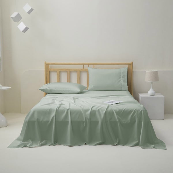 Dreamaker 1500TC Cotton Rich Sateen Sheet Set Sage Double Bed Carousel 1