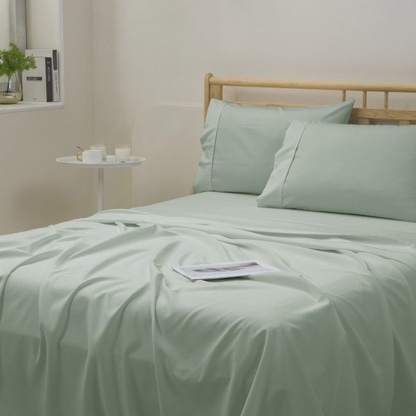 Dreamaker 1500TC Cotton Rich Sateen Sheet Set Sage Double Bed Carousel 2