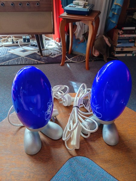 Footed Blue Glass Lamps Carousel 2