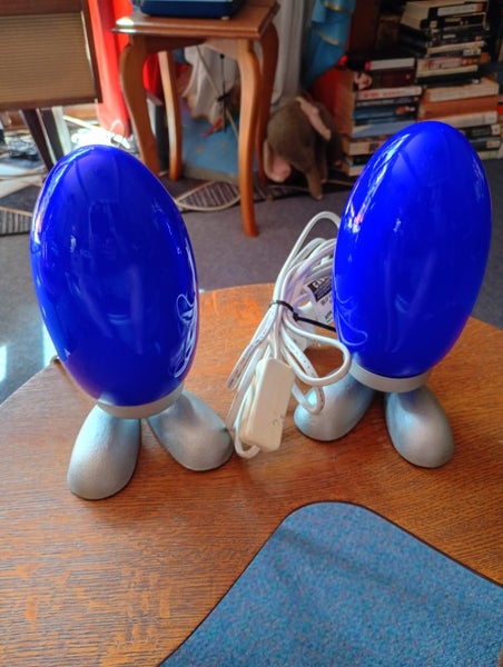 Footed Blue Glass Lamps Carousel 1