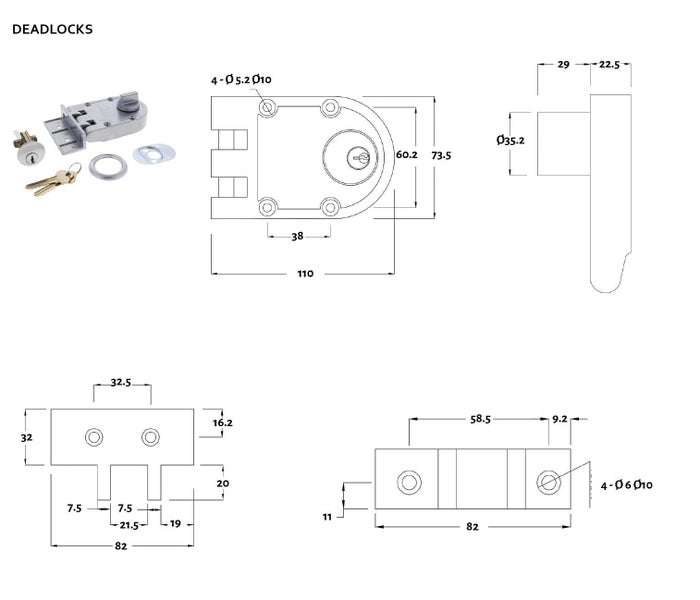 Lock & Key RiteFit Door Lock Single Cylinder Anti Jemmy Deadlock PC RJP1CPDP Carousel 2