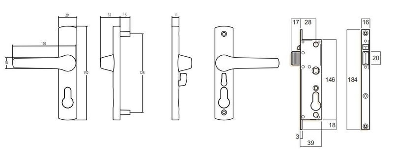 Whitco Security Screen Door Lock Tasman MK2 Black No Cylinder W892117 Carousel 2
