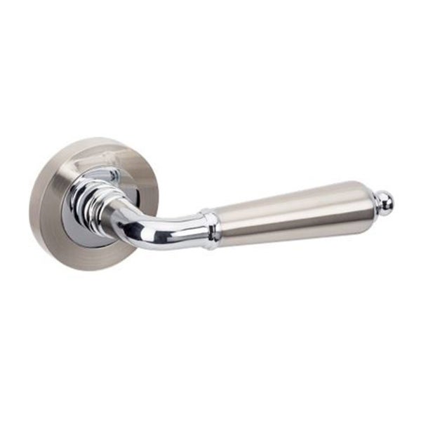 Zanda Oxford Door Lever Handle on Round Rose Brushed Nickel/Chrome Plate Carousel 2