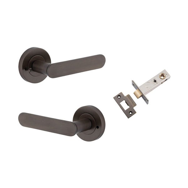 Iver Bronte Door Lever on Round Rose Inbuilt Privacy Kit 60mm Backset Carousel 1