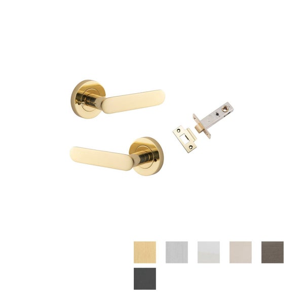 Iver Bronte Door Lever on Round Rose Inbuilt Privacy Kit 60mm Backset Carousel 2