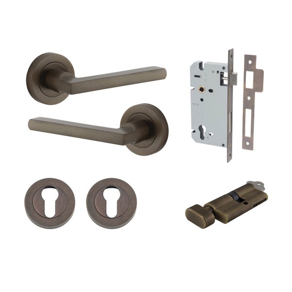 Iver Baltimore Door Lever on Round Rose Pair Entrance Kit Key/Thumb - Availab... Carousel 1