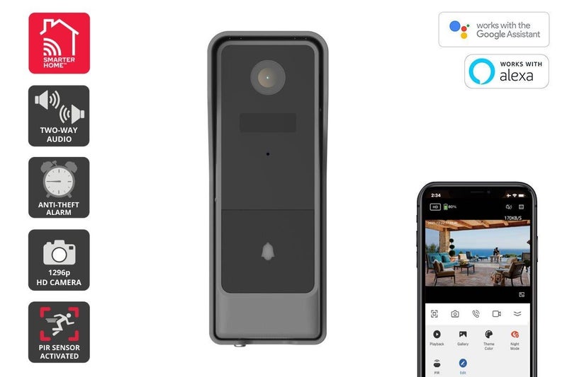 Kogan SmarterHome™ Security Camera Video Doorbell 3 Pro (Space Grey) Carousel 1