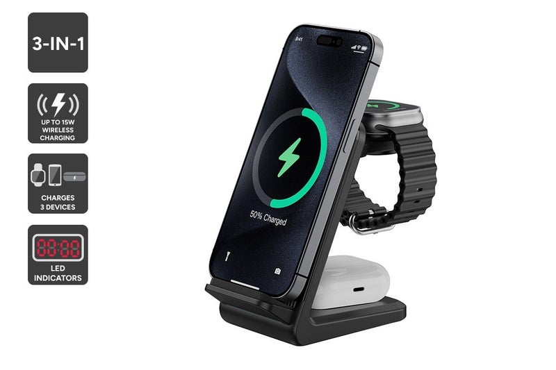 Kogan 3-in-1 15W Wireless Fast Phone Charger Carousel 1