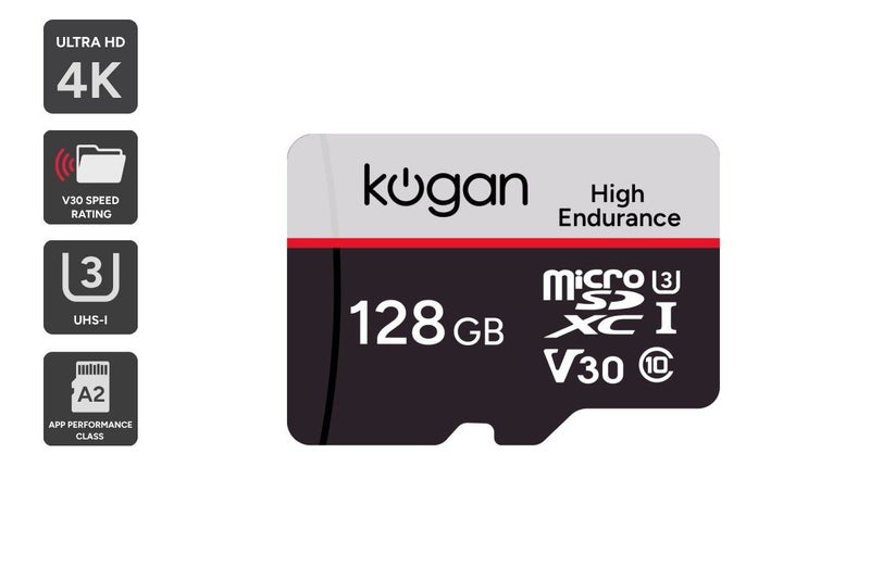 Kogan High Endurance 128GB SDXC A2 V30 Micro SD Card Carousel 1