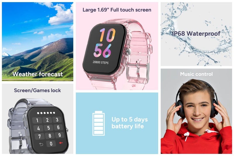 Kogan Aura Smart Watch (Pink Transparent) Carousel 2