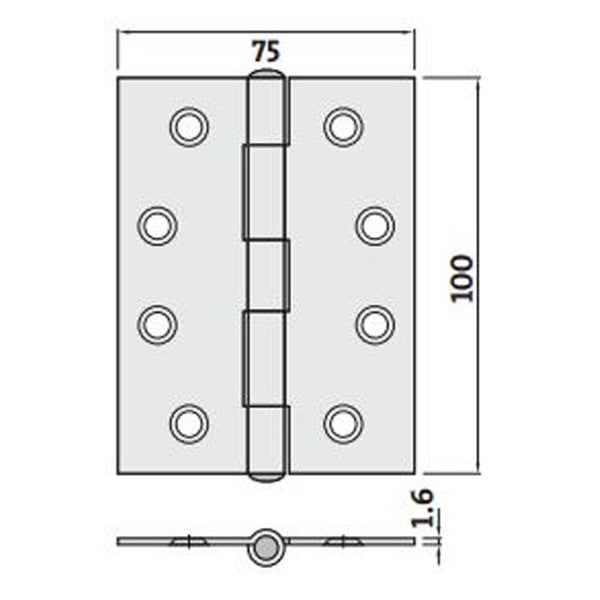 Trio Butt Hinge Loose Pin 85x60x1.6mm Matt Gold PBT8516LPMG Carousel 2