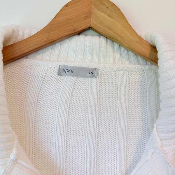 Spirit Sweater Pullover White Collared Knit Size 16 Carousel 2