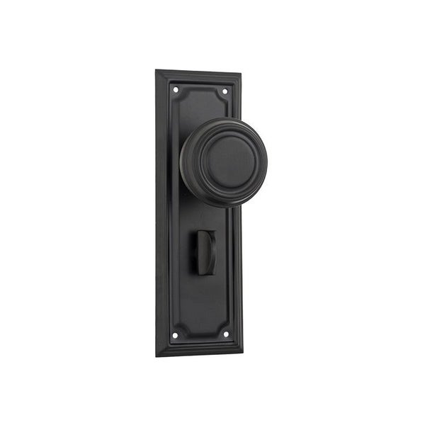 Tradco Edwardian Door Knob on Rectangular Backplate Matt Black Carousel 1
