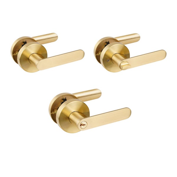 Trio Olympus Door Lever Handle on Round Rose Matt Gold - Available in Various... Carousel 2