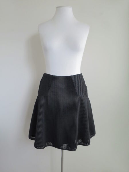 CUE *Stunning Chic Mini Waffle Textured Flare Hem Black Skirt* 10 Carousel 1