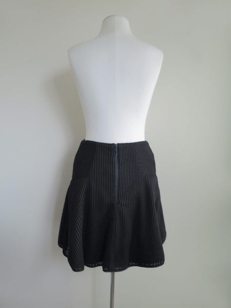 CUE *Stunning Chic Mini Waffle Textured Flare Hem Black Skirt* 10 Carousel 4