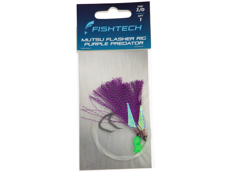 Size 3/0 Mutsu Flasher Rig - 2 Hook - Purple Predator - FISHTECH Carousel 1