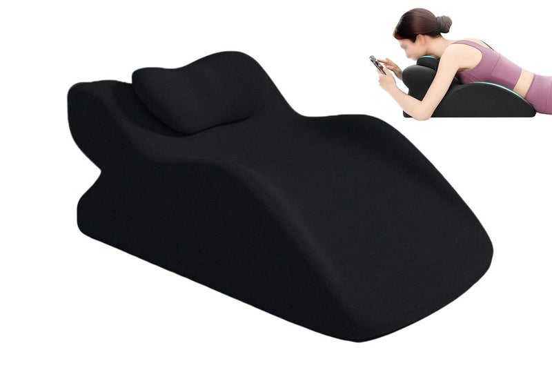 Ergonomic Memory Foam Reclining Pillow Prone Reading Cushion for Bed Sofa-Black Carousel 1