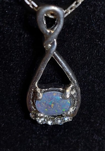 Genuine feiry Australian lightning ridge black opal triplet chain & pendant Carousel 1