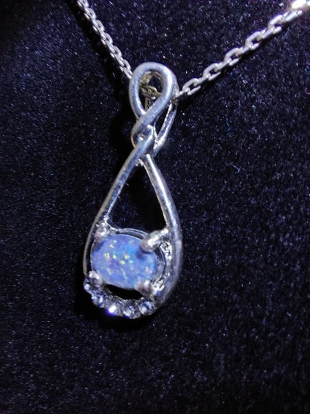 Genuine feiry Australian lightning ridge black opal triplet chain & pendant Carousel 8