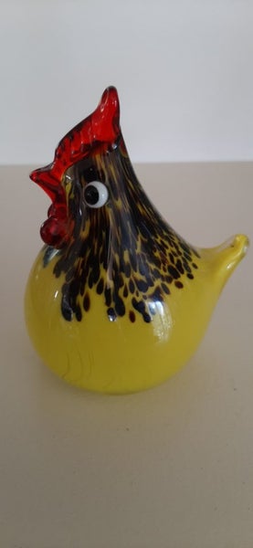 Rare VINTAGE Murphys NZ Art Glass Chook Chicken/Cockerel - Yellow Speckle Carousel 1