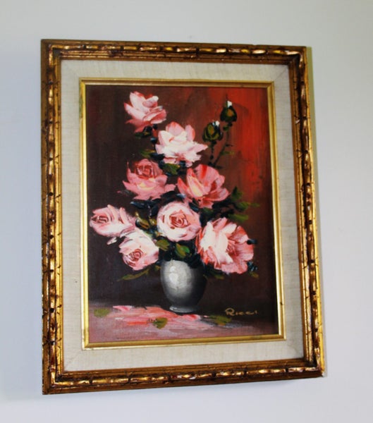 +++ CHARMING ORIGINAL " RICCI " FLORAL OIL PAINTING +++ Carousel 2