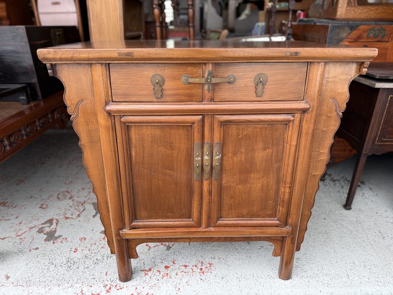 A Quality Early 20th Century Chinese Solid Elm Cabinet Carousel 1