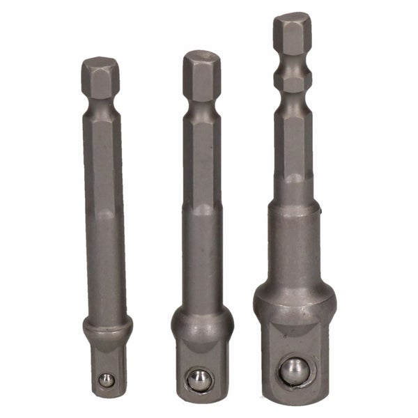 3pc Power Extension Bar Allen Hex Socket Driver Adapters 1/4" 3/8" + 1/2" Carousel 1