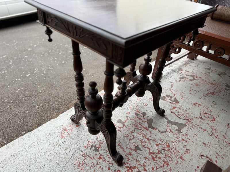 NZ Colonial Elaborately Carved Solid Rimu Side Table Carousel 20