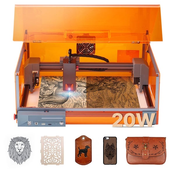 Laser Engraver 20W Laser Engraving Machine Cutter with Enclosure Class 1 Carousel 1