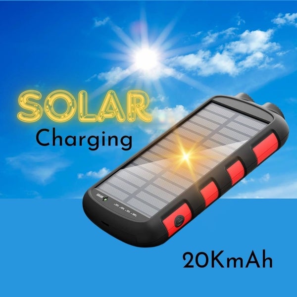 Solar PowerBank - 20KmAh - Solar Panel - Wireless Charge - PD Charge - LED Torch