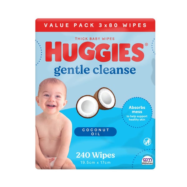 Huggies Thick Baby Wipes Coconut Oil 240 Pack Carousel 2