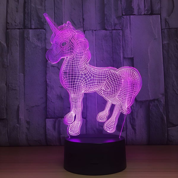 3D Illusion Acrylic LED Unicorn Children's Night Light Carousel 1