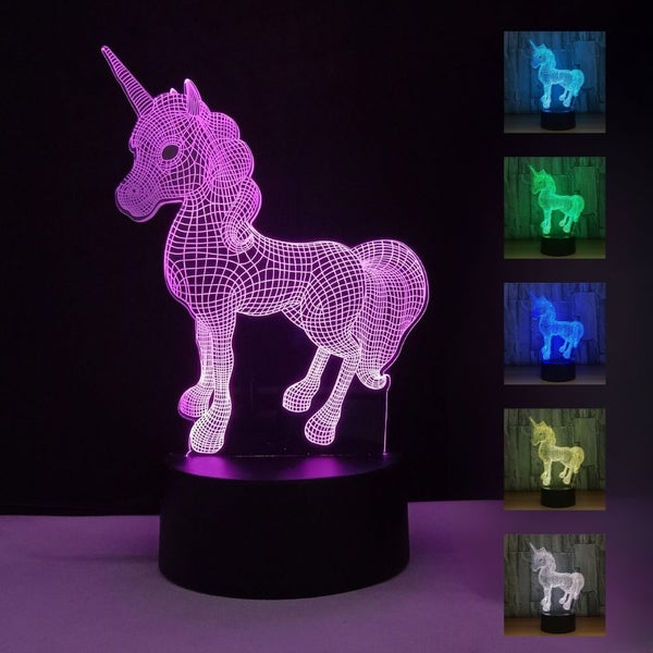 3D Illusion Acrylic LED Unicorn Children's Night Light Carousel 2