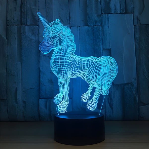 3D Illusion Acrylic LED Unicorn Children's Night Light Carousel 13