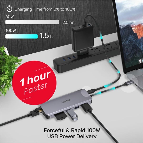Unitek D1026B 9-in-1 USB 3.1 Multi-Port Hub with USB-C Connector Includes 1x Carousel 6