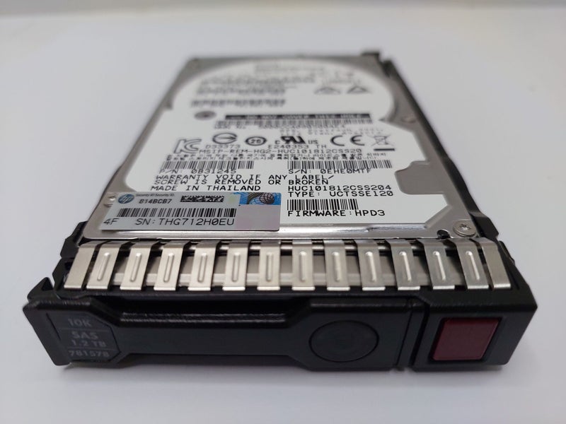 HP 1.2TB 10K SAS 2.5" SFF SAS HDD (HPE Model: EG001200JWJNQ) w/ G8/9/10 Caddy Carousel 1
