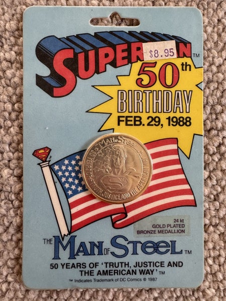 Superman and Supergirl 24kt Gold Plated Bronze Medallion 1987 Carousel 2