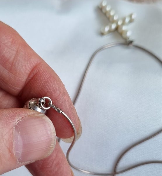 Italian Silver 925 pearl cross. Carousel 6