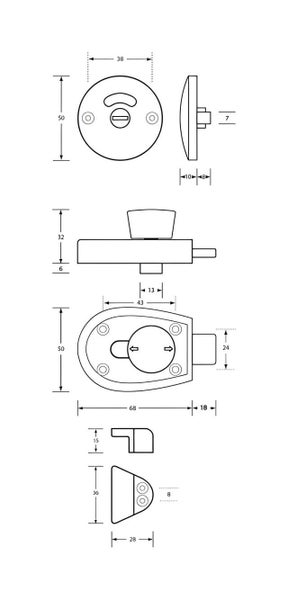Metlam Xcel Slide Lock and Indicator Set Concealed Fix - Available in Various... Carousel 3