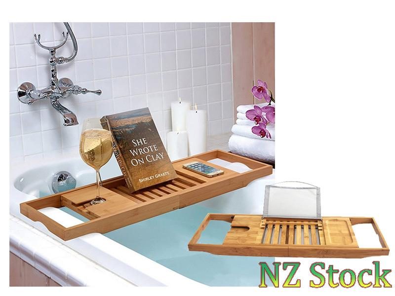 Bamboo Bath Tub Tray - Retractable Carousel 1