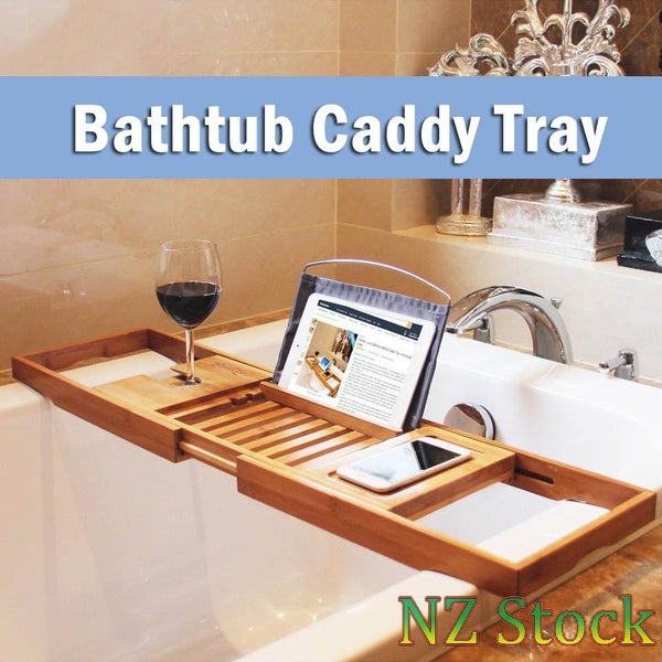 Bamboo Bath Tub Tray - Retractable Carousel 8