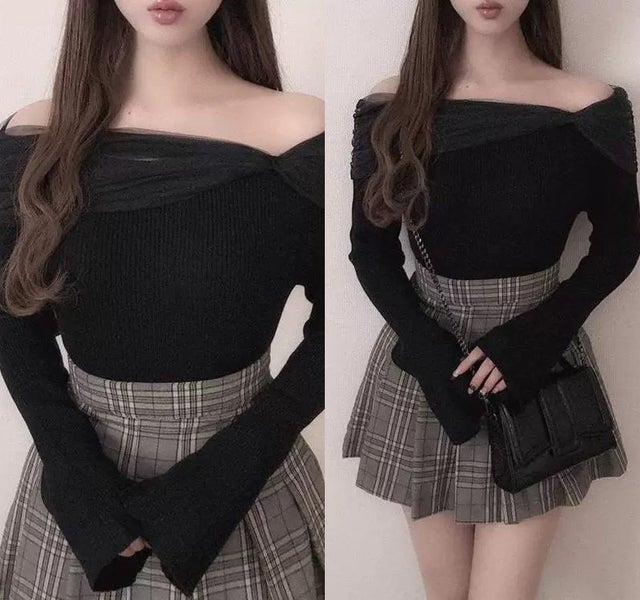 Off Shoulder Top Shirt Knitted 3576510 Carousel 1