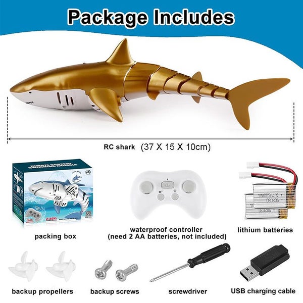 2.4G Remote Control Shark with Water Spraying Pool Toy for Kids-Gold Carousel 2