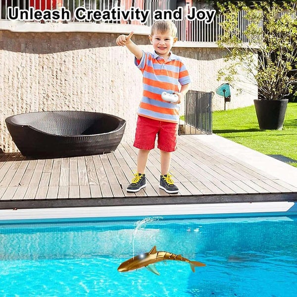 2.4G Remote Control Shark with Water Spraying Pool Toy for Kids-Gold Carousel 6